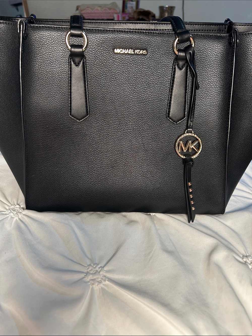 Michael Kors Black Tote with Gold Accents